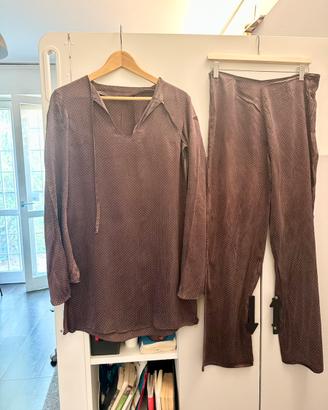 Set coordinato blusa pantalone seta S