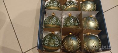 Set n.30 palline natalizie verde oro con 3 pendent
