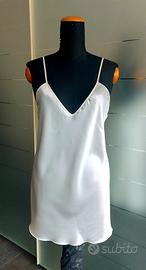 Sottoveste da notte, bianco perla, in raso, TG. L