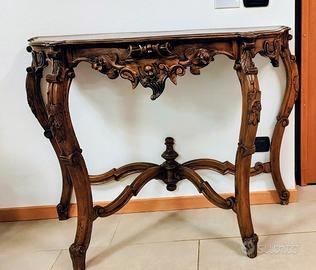 Consolle Antica in Noce Massello Intagliato