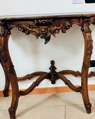 Consolle Antica in Noce Massello Intagliato