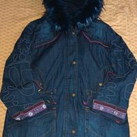 giacca parka in jeans con cappuccio