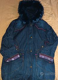 giacca parka in jeans con cappuccio