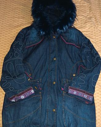 giacca parka in jeans con cappuccio