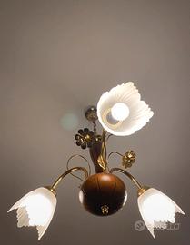 Lampadario Vintage 3 Luci con Fiori – Anni ’70/’80