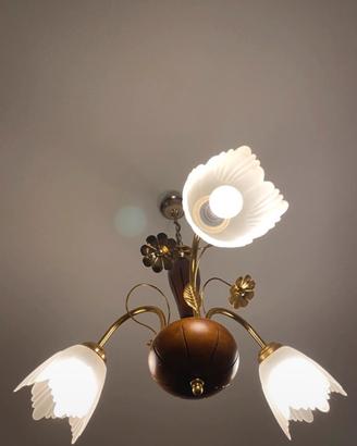 Lampadario Vintage 3 Luci con Fiori – Anni ’70/’80