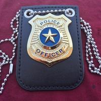 Placca  supportino cuoio catenella Police Officer