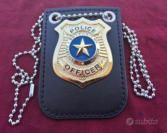 Placca  supportino cuoio catenella Police Officer
