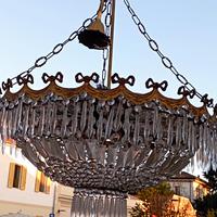 Lampada sospensione decò vetro Boemia