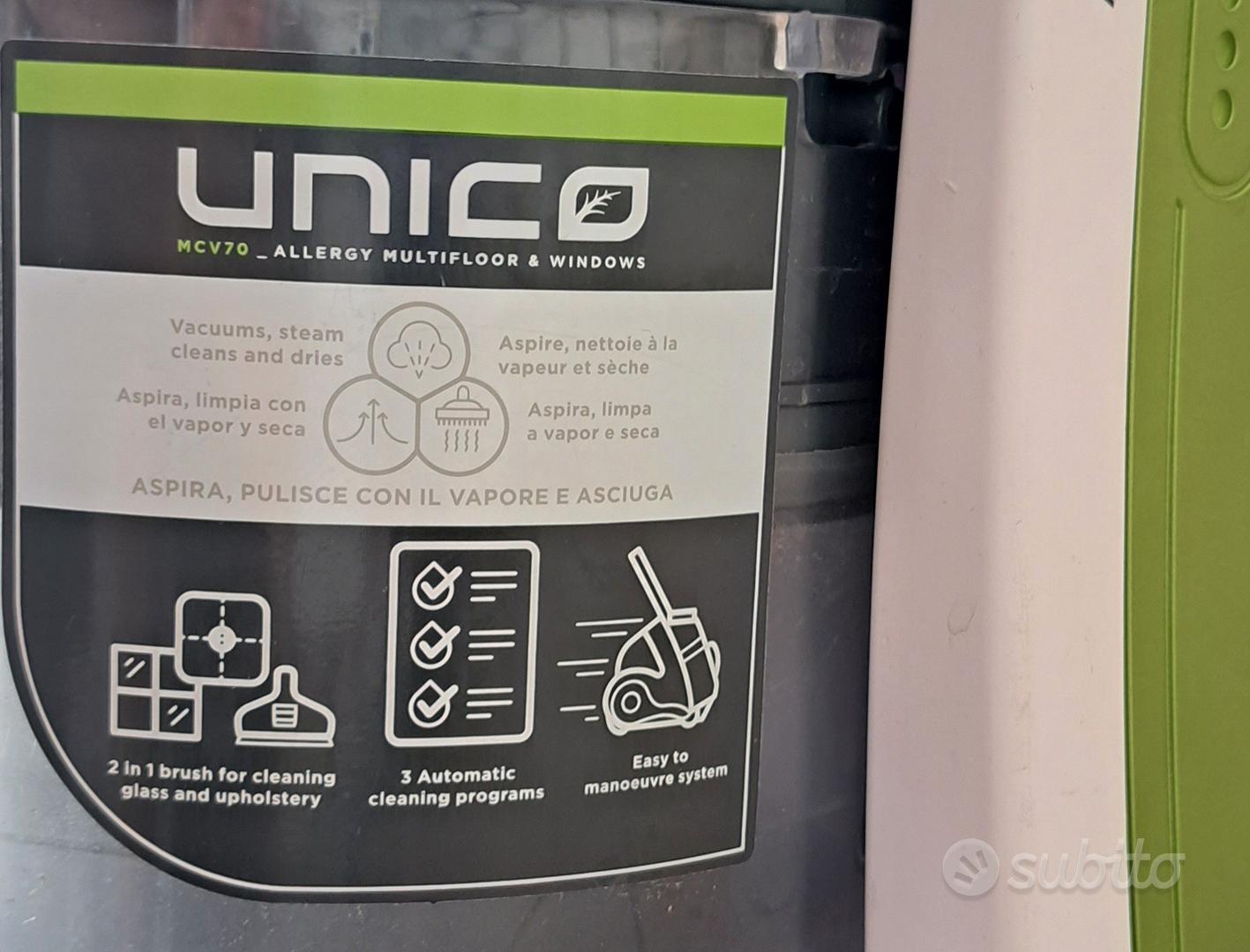 Polti Unico Mcv70 Allergy Multifloor Aspirapolvere Multiciclonico senza  Sacco con Pulitore di Vapore Integrato, 4.5 Bar, Verde/Bianco