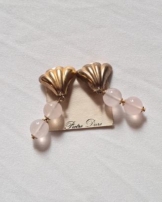 Orecchini vintage in pietra naturale e argento 