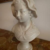 Statua busto di donna polvere marmo color avorio