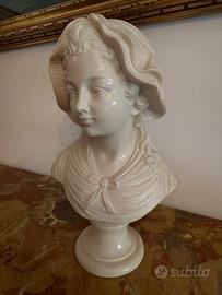 Statua busto di donna polvere marmo color avorio