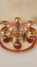 Vassoio+calici in cristallo