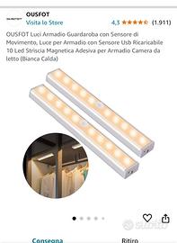 Set Luci con Sensore Smart per Armadio Guardaroba
