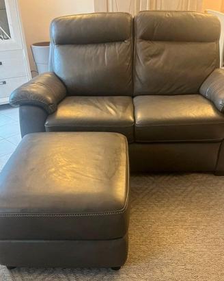 Divano in pelle Diavani&Divani by Natuzzi + Pouf