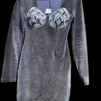 Vestito velluto ciniglia coppe ricamate