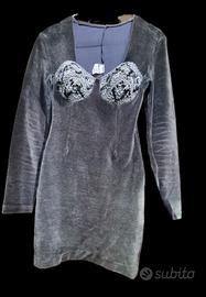 Vestito velluto ciniglia coppe ricamate