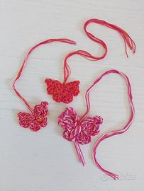 Trio di farfalle all'uncinetto - 100% cotone