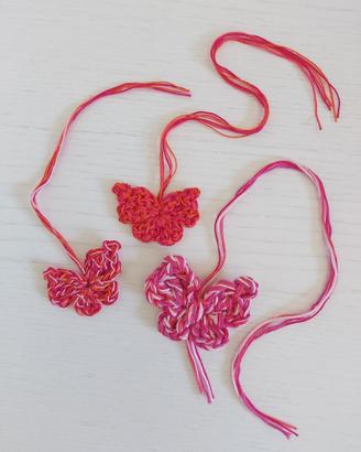 Trio di farfalle all'uncinetto - 100% cotone
