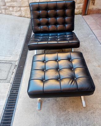 poltrona+pouf in ecopelle simil mod Knoll Barcel