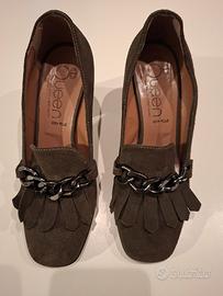 mocassini con tacco in vera pelle 