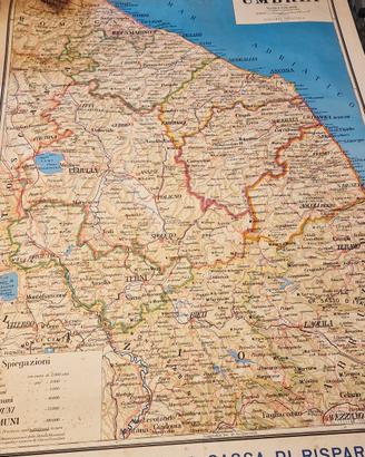 Mappa autentica e vintage Umbria Marche