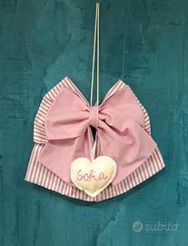 fiocco nascita cotone personalizzabile rosa neonat