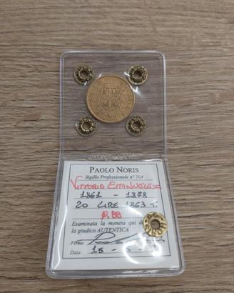 20 LIRE 1863 + 10 LIRE 1863 ORO