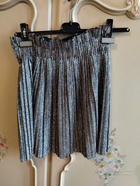 Gonna bambina plissettata glitter argento -tg 8/9