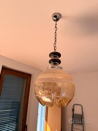 Lampadario Vintage Anni 70 Vetro Ambra - Space Age
