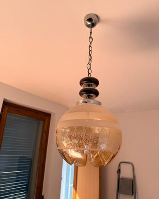 Lampadario Vintage Anni 70 Vetro Ambra - Space Age