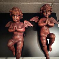 Coppia putti in legno