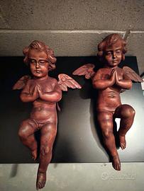 Coppia putti in legno