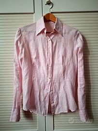 Camicia in lino color rosa pallido