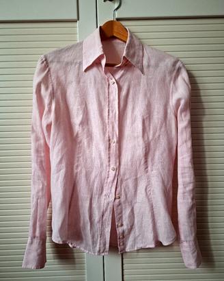 Camicia in lino color rosa pallido