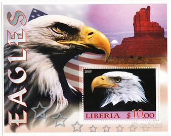 Francobolli LIBERIA 2005 AQUILE 3 FOGLIETTI MNH