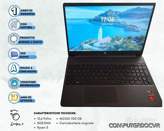 HP 15,6” Prodotto rimesso a nuovo con SSD Nuovo