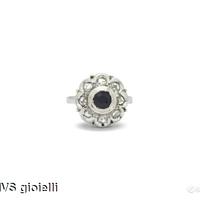 Anello con zaffiro e diamanti taglio rose