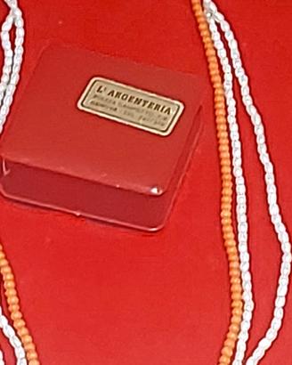 Collanina multifilo  perle/corallo chiusura oro 