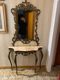 Consolle vintage con specchio e appendiabiti