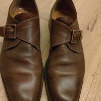 scarpe di cuoio marrone con fibbia,  numero 43