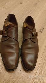 scarpe di cuoio marrone con fibbia,  numero 43