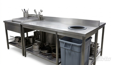 Banco da lavoro con foro bidone - 140x70x85 cm