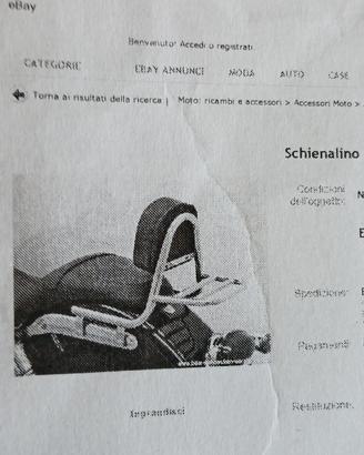 Schienalino cromato portapacchi per triumph 