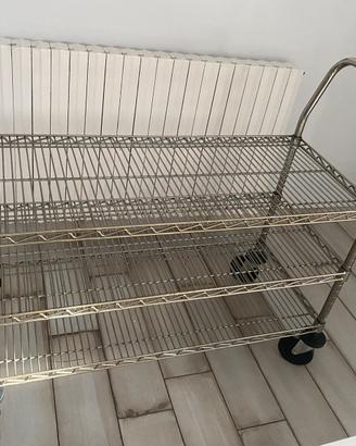 carrello da servizio in acciaio con ruote