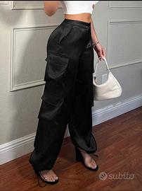 SHEIN SXY Pantaloni da lavoro in satin con tasche