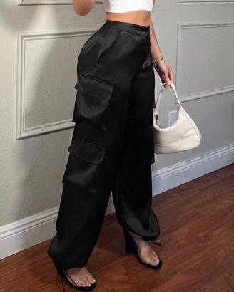 SHEIN SXY Pantaloni da lavoro in satin con tasche