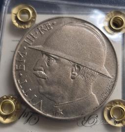 REGNO V.E.III°20 LIRE ELMETTO 1928,AG,PERIZIA QSPL