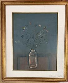 Eugenio Degani dipinto  vaso fiori olio firmato